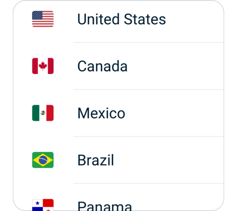 Meifu connect step 2, choose VPN server location